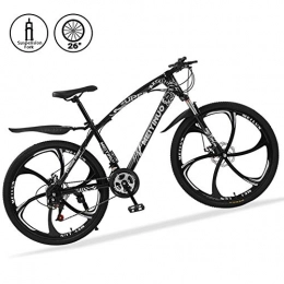 M-TOP Bicicleta Bicicletas de Montaña 26 Pulgadas 21 Speed Mountain Bike de Carbono Acero Suspensión Delantera Vicicletas MTB de Doble Freno de Disco, Negro, 6 Spokes