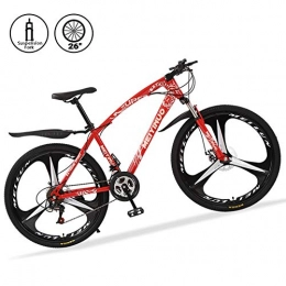 M-TOP Bicicletas de montaña Bicicletas de Montaña 26 Pulgadas 21 Speed Mountain Bike de Carbono Acero Suspensión Delantera Vicicletas MTB de Doble Freno de Disco, Rojo, 3 Spokes