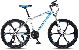 HUAQINEI Bicicletas de montaña Bicicletas de montaña, bicicleta de 24 pulgadas bicicleta de montaña para adultos bicicleta ligera de velocidad variable seis ruedas Cuadro de aleación con frenos de disco (color: blanco azul, tamañ