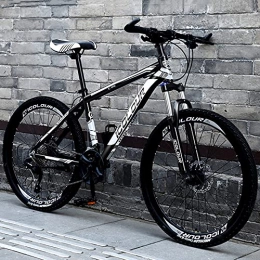 LZHi1 Bicicleta Bicicletas de Montaña Bicicletas De Montaña De 26 Pulgadas Y 30 Velocidades Para Hombres Y Mujeres, Bicicleta De Montaña Con Horquilla De Suspensión Bloqueable, Bicicletas De Montaña(Color:Blanco negro)