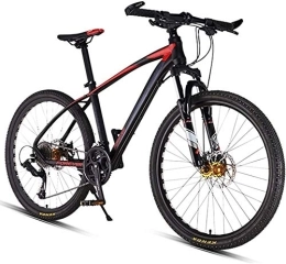 Bicicletas de montaña de 26 pulgadas de 27 velocidades, doble disco de freno Hardtail Mountain Bike, para hombre y mujer adulta todo terreno, asiento ajustable y manillar (color: rojo)