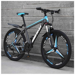 GONGFF Bicicleta Bicicletas de montaña para hombre de 26 pulgadas, bicicleta de montaña rgida de acero al carbono, bicicleta de montaña con asiento ajustable con suspensin delantera, 27 velocidades, 3 radios cian