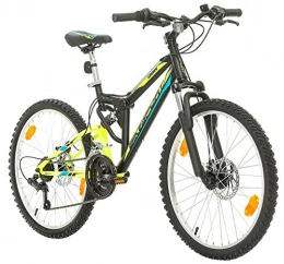 Bikesport Bicicletas de montaña Bikesport Parallax Bicicleta De montaña Doble suspensin 24 Ruedas, Shimano 18 velocidades (Black Neon Green)