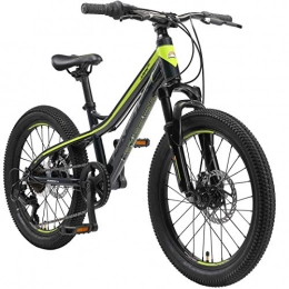 BIKESTAR Bicicletas de montaña BIKESTAR Bicicleta de montaña de Aluminio Bicicleta Juvenil 20 Pulgadas de 6 a 9 años | Cambio Shimano de 7 velocidades, Freno de Disco, Horquilla de suspensión | niños Bicicleta Negro Verde