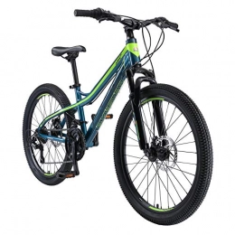 BIKESTAR Bicicletas de montaña BIKESTAR Bicicleta de montaña de Aluminio Bicicleta Juvenil 24 Pulgadas de 10 a 13 años | Cambio Shimano de 21 velocidades, Freno de Disco, Horquilla de suspensión | niños Bicicleta Azul Verde
