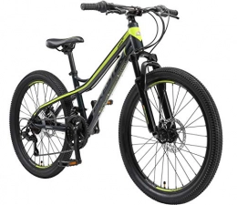 BIKESTAR Bicicletas de montaña BIKESTAR Bicicleta de montaña de Aluminio Bicicleta Juvenil 24 Pulgadas de 10 a 13 años | Cambio Shimano de 21 velocidades, Freno de Disco, Horquilla de suspensión | niños Bicicleta Negro Verde