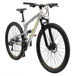 BIKESTAR Bicicletas de montaña BIKESTAR Bicicleta de montaña de Aluminio Suspensión Doble Completa 29 Pulgadas | Cuadro 17.5" Cambio Shimano de 21 velocidades, Freno de Disco, Fully MTB | Gris