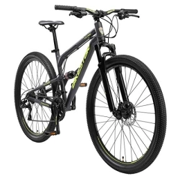 BIKESTAR Bicicletas de montaña BIKESTAR Bicicleta de montaña de Aluminio Suspensión Doble Completa 29 Pulgadas | Cuadro 17.5" Cambio Shimano de 21 velocidades, Freno de Disco, Fully MTB | Negro