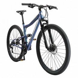 BIKESTAR Bicicleta BIKESTAR Bicicleta de montaña Suspensión Doble Completa 29 Pulgadas | Cuadro 19" Cambio Shimano de 21 velocidades, Freno de Disco, Fully MTB Azul
