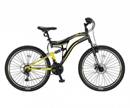 breluxx 2019 Stitch Sport 2D - Bicicleta de montaña con suspensión Completa (66 cm, Frenos de Disco, 21 Marchas Shimano, Incluye Guardabarros y reflectores), Color Amarillo