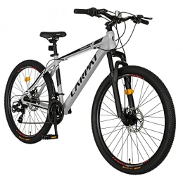 CARPAT SPORT Bicicletas de montaña Carpat Sport Bicicleta de montaña de aluminio de 26 pulgadas, cambio Shimano de 21 velocidades, freno de disco, bicicleta adecuada para adultos, de aluminio, para hombres y mujeres, gris negro.