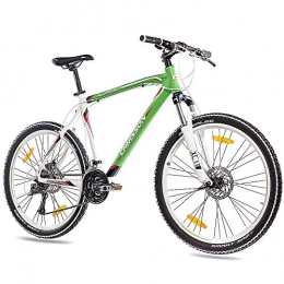 CHRISSON Bicicletas de montaña CHRISSON '26 Pulgadas MTB Mountain Bike Bicicleta allweger Aluminio con 24 g Deore Verde Blanco Mate, tamaño 53 cm, tamaño de Rueda 26.00 Inches
