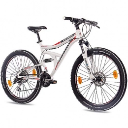 CHRISSON Bicicletas de montaña CHRISSON '26pulgadas aluminio MTB Mountain Bike Bicicleta roaner Fully Unisex con 24g Shimano 2x Disk Blanco Mate