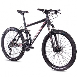 CHRISSON Bicicletas de montaña CHRISSON Fully Hitter FSF - Bicicleta de montaña (27, 5 pulgadas, suspensión completa, con cambio Shimano Deore de 30 velocidades, horquilla Rock Shox), color negro y rojo
