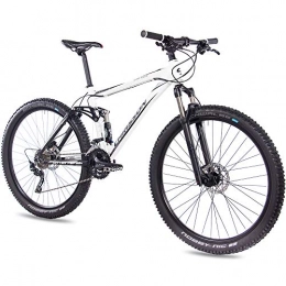 CHRISSON Bicicletas de montaña CHRISSON Fully Hitter FSF - Bicicleta de montaña (29 pulgadas, suspensión completa, cambio Shimano Deore de 30 velocidades, horquilla Rock Shox), color blanco y negro