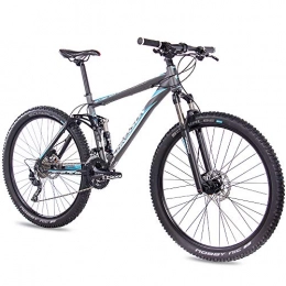 CHRISSON Bicicletas de montaña Chrisson Fully Hitter FSF - Bicicleta de montaña (29 pulgadas, suspensión completa, cambio Shimano Deore de 30 velocidades, horquilla Rock Shox), color gris y azul