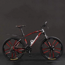 CSS Bicicleta CSS Bicicleta, bicicletas de montaña de velocidad 21 / 24 / 27 / 30 de 26 pulgadas, bicicleta de montaña de cola dura, bicicleta ligera con asiento ajustable, freno de disco doble 6-6, Negro rojo, 30 velocid