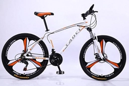 cuzona Bicicletas de montaña cuzona Bicicleta de montaña de aleacin de Aluminio de 26 Pulgadas Bicicleta de 21 Ruedas Ligera y Ligera Bicicleta de Estudiante Unisex-White_Orange
