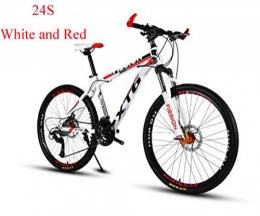 Dengjiam Bicicletas de montaña Dengjiam 24 Moutain Bike Doble Freno de Disco 24 Horquilla de amortiguacin de Velocidad Variable-Blanco_y_Rojo_24 * 15 (150-165 cm)