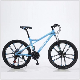 DGAGD Bicicletas de montaña DGAGD Bicicleta de montaña de 24 Pulgadas, Freno de Disco Dual de Velocidad Variable, Bicicleta de Diez Ruedas para Adultos y Mujeres-Azul_27 velocidades