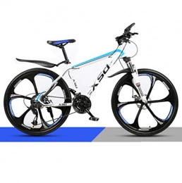 DGAGD Bicicletas de montaña DGAGD Bicicleta de montaña de 24 Pulgadas para Adultos, Hombres y Mujeres, Velocidad Variable, Carreras Ligeras, Ruedas de Seis cortadores-Blanco Azul_30 velocidades