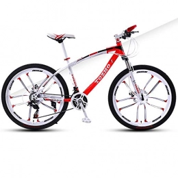 DGAGD Bicicletas de montaña DGAGD Bicicleta de montaña de 26 Pulgadas para Adultos, Bicicleta de amortiguación de Velocidad Variable, Freno de Disco Doble, Bicicleta de Diez Ruedas-Blanco Rojo_30 velocidades