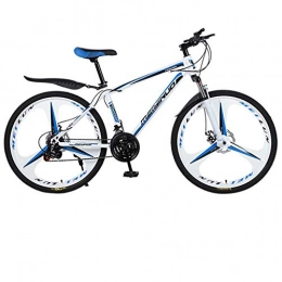 DGAGD Bicicletas de montaña DGAGD Freno de Disco Doble de 26 Pulgadas, Velocidad Variable, Acero de Alto Carbono, Bicicleta de montaña de Tres Ruedas-Blanco Azul_24 velocidades