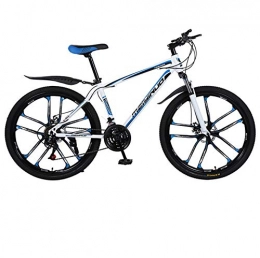 DGAGD Bicicletas de montaña DGAGD Frenos de Doble Disco de 26 Pulgadas, Velocidad Variable, Acero con Alto Contenido de Carbono, Bicicleta de montaña, Diez Ruedas de Corte-Blanco Azul_24 velocidades
