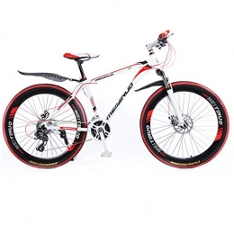 DGAGD Bicicletas de montaña DGAGD Rueda de Corte de Bicicleta de montaña 40 de aleación de Aluminio de Velocidad Variable con Freno de Disco Doble de 26 Pulgadas-Blanco Rojo_21 velocidades