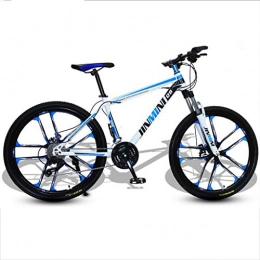Dsrgwe Bicicletas de montaña Dsrgwe Bicicleta de Montaña, De 26 Pulgadas de Bicicletas de montaña, Marco de Acero al Carbono Rígidas Bicicletas, Doble Disco de Freno y suspensión Delantera (Color : White+Blue, Size : 27 Speed)