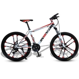 LADDER Bicicletas de montaña Dsrgwe Bicicleta de Montaña, De 26 Pulgadas de Bicicletas de montaña, Marco de Acero al Carbono Rígidas Bicicletas, Doble Disco de Freno y suspensión Delantera (Color : White+Red, Size : 24 Speed)