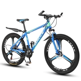 LADDER Bicicleta Dsrgwe Bicicleta de Montaña, De 26 Pulgadas de Bicicletas de montaña, radios de Ruedas, Bicicletas Cuadro de Carbono de Acero, Doble Freno de Disco Delantero y Tenedor (Color : Blue, Size : 24-Speed)