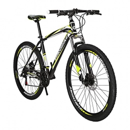 EUROBIKE Bicicleta Eurobike YH X1 Mountain Bike 21 Speed 27.5 pulgadas Ruedas de freno de disco dual para hombre suspensión delantera bicicleta (amarillo)
