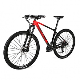 EWYI Bicicleta EWYI Bicicleta De Montaña Fibra Carbono, 27.5 / 29'' MTB Antideslizante Absorción Impactos, Horquilla Aire Controlada por Alambre Aleación Magnesio Y Aluminio, Bicicleta Es Black Red-27.5