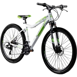 Galano  Galano Bicicleta de montaña 650B Hardtail MTB GX-27, 5 Bike 27, 5 pulgadas 21 velocidades (blanco / verde, 45 cm)