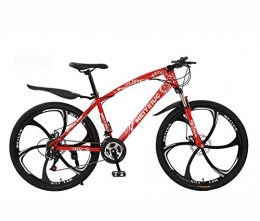 GASLIKE Bicicleta GASLIKE Bicicleta de montaña rígida, Cuadro de Acero con Alto Contenido de Carbono y Horquilla de suspensión, Freno de Doble Disco, Pedales de PVC, Rojo, 26 Inch 24 Speed