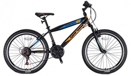 Geroni Hardtail Magnum - Bicicleta de montaña (24", 36 cm, 21 g, freno de llanta), color negro y naranja