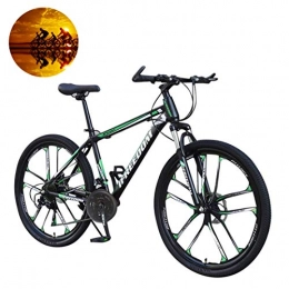 GOLDGOD Bicicleta GOLDGOD Bicicleta De Montaña De Acero Al Carbono, Bicicleta De Montaña De 26 Pulgadas 21 Velocidades con Frenos De Disco Doble Bicicletas De Carretera Plegable MTB con Suspensión Completa, Black Green