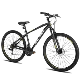 HH HILAND  Hiland 482 - Bicicleta de montaña (29 pulgadas, con marco de aluminio, 21 velocidades, cambio Shimano y freno de disco, horquilla de suspensión), color negro