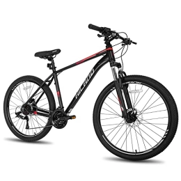 Hiland Bicicleta de Montaña 27,5 Pulgadas 27 Velocidades con Cuadro de Aluminio de 457 mm Bici con Freno de Disco Lock-out y Horquilla de Suspensión Bike Negro y Rojo…