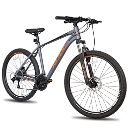 ROCKSHARK Bicicleta Hiland Bicicleta de Montaña 27, 5 Pulgadas 27 Velocidades con Cuadro de Aluminio de 457 mm para Hombre y Mujer MTB con Freno de Disco Lock-out y Horquilla de Suspensión Bici Gris…