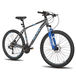 ROCKSHARK Bicicleta Hiland Bicicleta de Montaña 27, 5 Pulgadas 27 Velocidades con Cuadro de Aluminio de 495 mm Bici con Freno de Disco Lock-out y Horquilla de Suspensión Bike Gris y Azul…