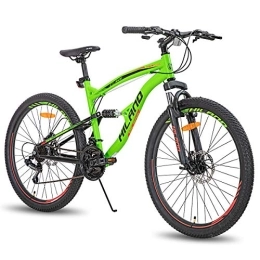 HH HILAND Bicicletas de montaña Hiland Bicicleta de montaña con Ruedas 26 Pulgadas de Doble suspensión, 21 velocidades, Marco de 18 Pulgadas, Color Verde…