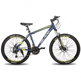 Hiland Bicicleta HILAND Bicicleta de montaña con Ruedas de radios de 26 Pulgadas, Marco de Aluminio, 21 Marchas, Freno de Disco, Horquilla de suspensión, Color Azul…