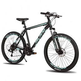 Hiland Bicicleta HILAND Bicicleta de montaña con Ruedas de radios de 26 Pulgadas, Marco de Aluminio, 21 Marchas, Freno de Disco, Horquilla de suspensión, Color Negro…