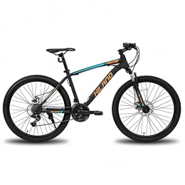 Hiland Bicicleta Hiland Bicicleta de montaña de 26 / 27, 5 pulgadas, con cuadro de acero, freno de disco, horquilla de suspensión, bicicleta urbana, color negro y naranja