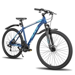 Hiland Bicicletas de montaña HILAND Bicicleta de Montaña de 26 Pulgadas con Cuadro de Acero 432 mm, Freno de Disco y Horquilla de Suspensión, Bicicleta Urbana, Color Azul Oscuro