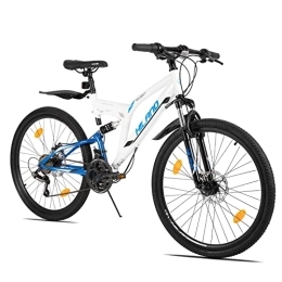 ROCKSHARK Bicicleta Hiland Bicicleta de Montaña de 26 Pulgadas Shimano 21 Velocidades con Bolsa de Sillín, MTB para Hombre Mujer Niños y Niñas con Frenos de Disco, Blanco…