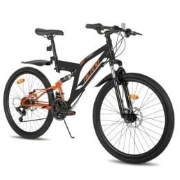 ROCKSHARK  Hiland Bicicleta de Montaña de 26 Pulgadas Shimano 21 Velocidades con Bolsa de Sillín, MTB para Hombre Mujer Niños y Niñas con Frenos de Disco, Negro…