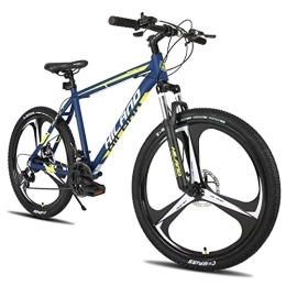 ROCKSHARK Bicicletas de montaña HILAND Bicicleta de Montaña Hardtail MTB 26 Pulgadas 21 Velocidades, Azul, Bicicleta para Hombre y Mujere con 3 Ruedas de Radios, Marco de Aluminio de 482 mm y Freno de Disco